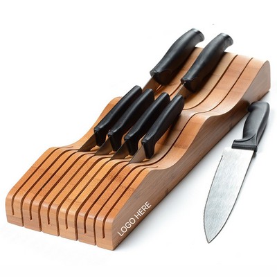 Bamboo Kitchen Knife Holder Multifunction Drawer Organizer