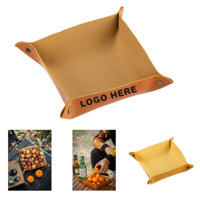 PU Leather Organizer Storage Tray For Desk