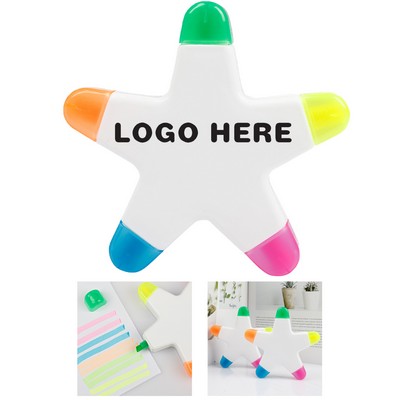 Multicolor Star Shape Fluorescent Highlighter Pen