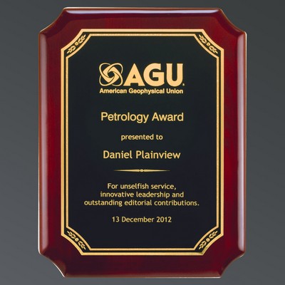 Rosewood Piano Finish with Notched Corners, Black Brass/Florentine Leaf, Medium (8"x10-1/2")