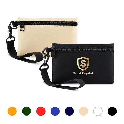 Zip Wristlet Pouch Rfid Blocking Cash And Coin Organizer Keychain Wallet Card Holder