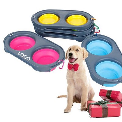 Pet Folding Silicone Double Bowl