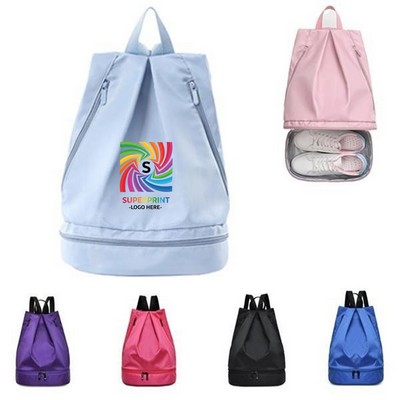 Drawstring Gym Backpack with Shoe Compartment