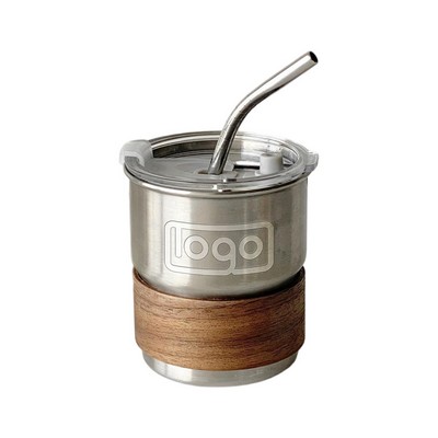 10oz Wooden Sleeve Stainless Steel Straw Cup