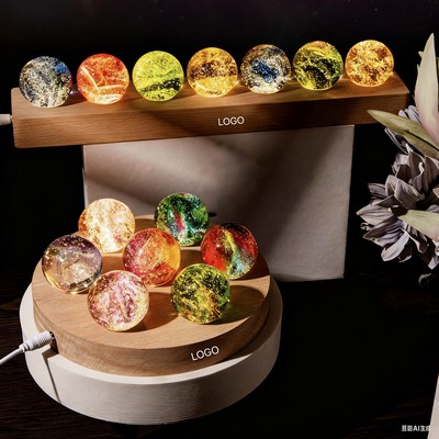 Colorful Glass Ball Crystal Night Light Seven Star Array Desktop Luxury Decor