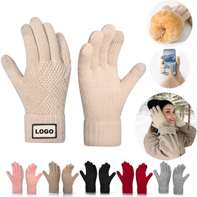Promotional Knit Mittens Touchscreen Winter Gloves for Women and Men