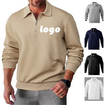 Men's Textured Knit Quarter-Zip Pullover