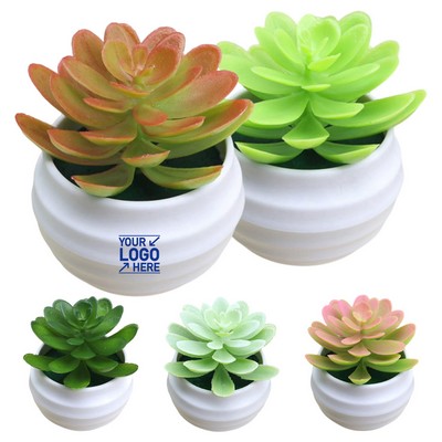 Faux Succulent Planter - Mini Artificial Potted Plant for Desk Office Shelf and Home Decor
