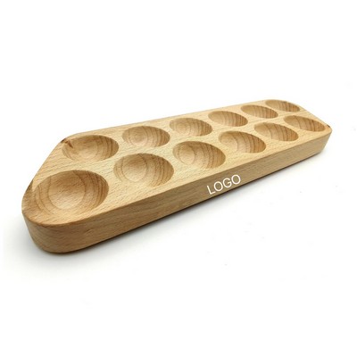 Wooden Egg Storage Tray Multi Slot Organizer Box with Handle Irregular Design Egg Holder