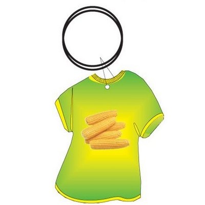 Corn On Cob T Shirt Executive Key Chain w/Mirrored Back (4 Square Inch)