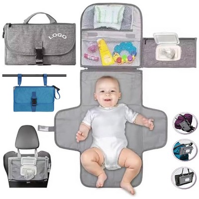 Baby Portable Foldable Diaper Changing Pad With Wipes Pocket
