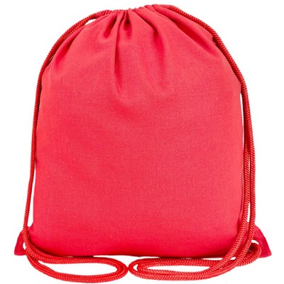 Blank Sports 7 oz Canvas Drawstring Bag | Travel Gym Hiking Event Cinch Red (14x17)