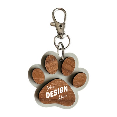 Wooden Keychain with Cat Paw Print