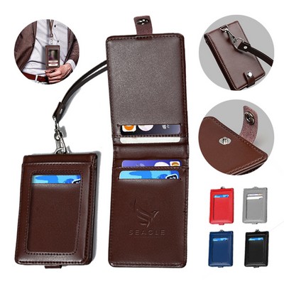 PU Key Chain 5 Pockets Folded PU Leather Card Holder