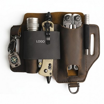 Genuine Leather EDC Tool Sheath Outdoor Survival Knife Storage