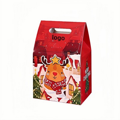 Festive Christmas Hand Carry Bakery Box for Snowflake Cookies and Nougat