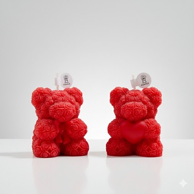 Rose Bear Scented Candle with Bowknot Design Home Decoration Valentine's Gift