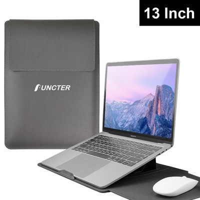 13" PU Leather Laptop Sleeve Case with Stand