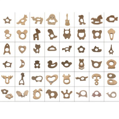 Natural Beech Wood Animal Teether for Baby Soothing and Play