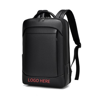Leather Business Backpack Laptop Case Large Capacity