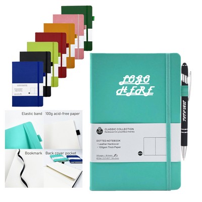 A5 Dotted Hardcover Journaling Notebook With Stylus Pen