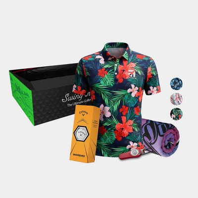 YATTA Golf® Blossom Men's Polo Shirt, Towel, Srixon® Golf Balls & Pitchfix® Icon Divot Tool Gift Set