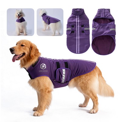 Waterproof Polar Fleece Pet Coat Jacket With Reflective Strips