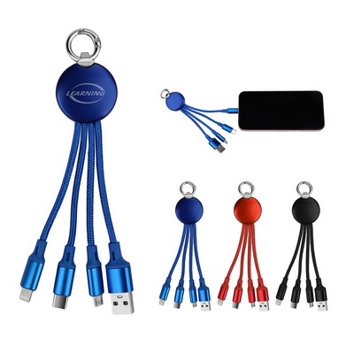 3" 1 Light Up Muti Charging Cable With Key Ring
