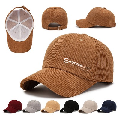 Polyester Corduroy Adjustable Unisex Baseball Cap