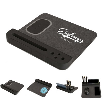 Wireless Charging Mouse Pad with Pen Holder