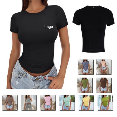 Trendy Queen Womens Summer Basic Short Sleeve Slim Fit T Shirts