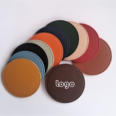 Round PU Leather Coaster Set