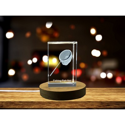 Fishing Net Engraved Crystal w/LED Base Light - Nautical Decor