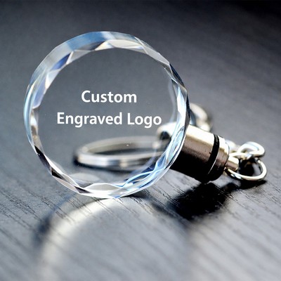 Round LED Crystal Keychain