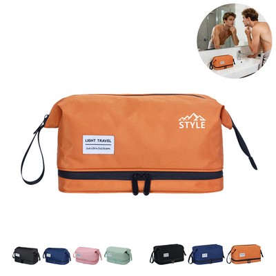 Mens Travel Toiletry Bag with Waterproof Wet/Dry Compartment