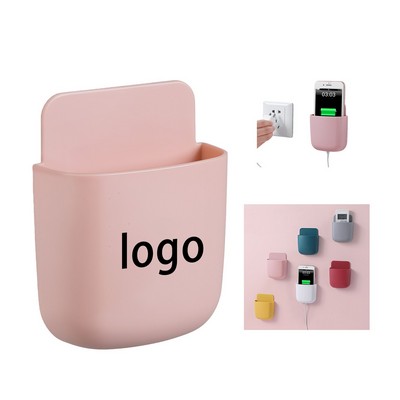Wall-Mounted Self-Adhesive Storage Box with Charging Port (Compact Organizer)
