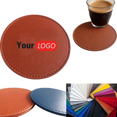 PU Leather Round Coaster Mat