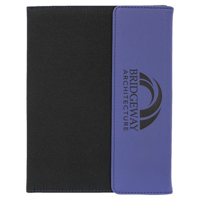 Purple/Black Leatherette Canvas Small Portfolio with 6x8 notepad - Laser Engraves to Black