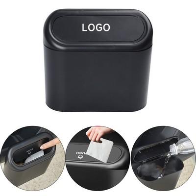 Car Trash Can with Lid, Mini Auto Dustbin Garbage Organizer with 1 roll Plastic Trash Bag