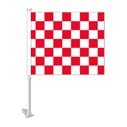 Vizi™ Red & White Checkered Clip-On Window Flag
