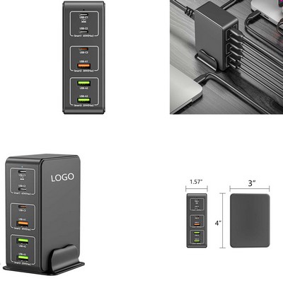 120W 6-Port Fast USB C Charging Station