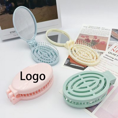 Portable Cat-Ear Mirror Comb: Foldable Hair Styling Tool