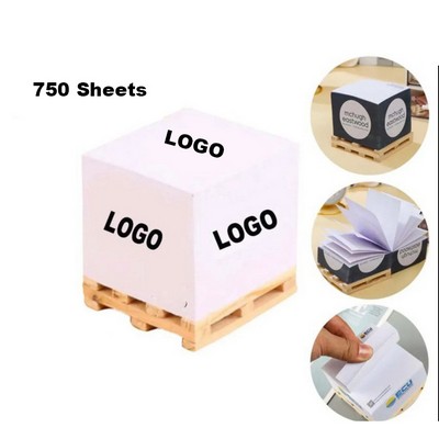 Full Color Office Cube Memo Pad Sticky Paper Notes W/ Wooden Pallet