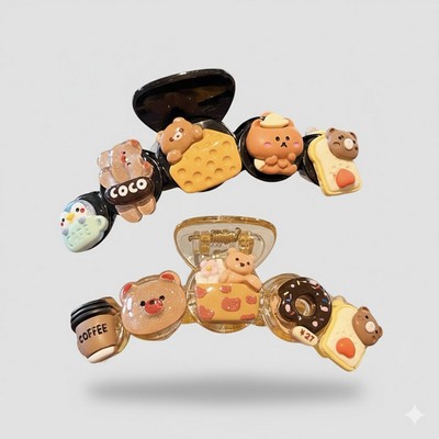 Cartoon Biscuit Hair Claw Sweet Heart Shape Shark Clip Premium Aesthetic Back-of-Head Jaw Clip