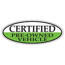 "CERTIFIED PER-OWNED VEHICLE" White/Green Oval Slogan Vinyl Sticker