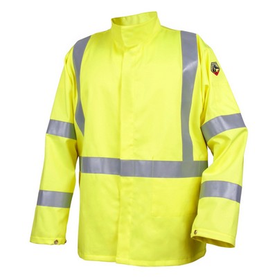 Black Stallion JF1117-HY 9 OZ FLAME RESISTANT ANSI HI-VIS COTTON JACKET WITH SILVER REFLECTIVE