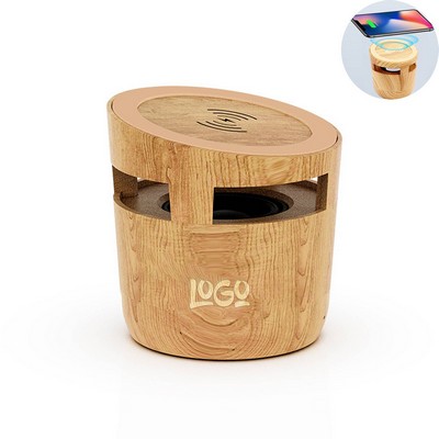 Wood Bluetooth Speaker with Wireless Charger Phone Stand