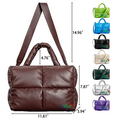 Light Winter Down Cotton Padded Quilted Tote Bag