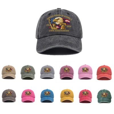 250th Anniversary Of Independence Day Washed Distressed Baseball Cap