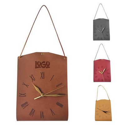 PU Leather Contemporary Design Art Wall Clock